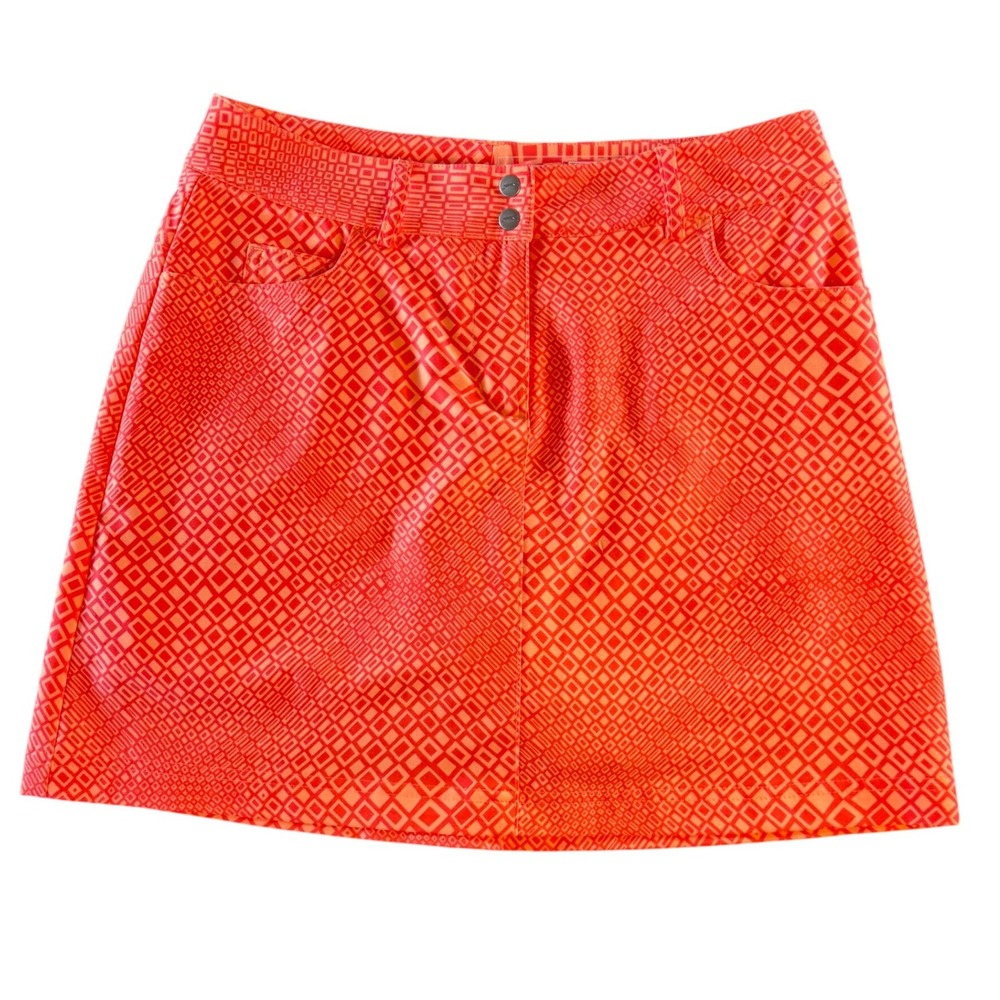 Slazenger Golf Women's Orange Geometric Print Skort Active Skirt Size 2